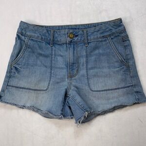 American Eagle Women's Denim Jean Shorts Size 6 Frayed Hem Casual Summer Stretch